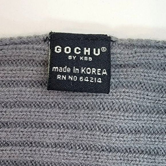 Gochu Neutral Gray Rectangle Scarf Wrap Grey Ribbed Long Comfy Warm 14x64 - Picture 4 of 6